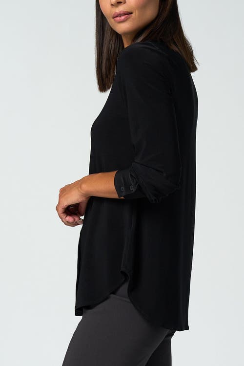 Franne Golde Katherine Stretch Button-up Shirt In Black