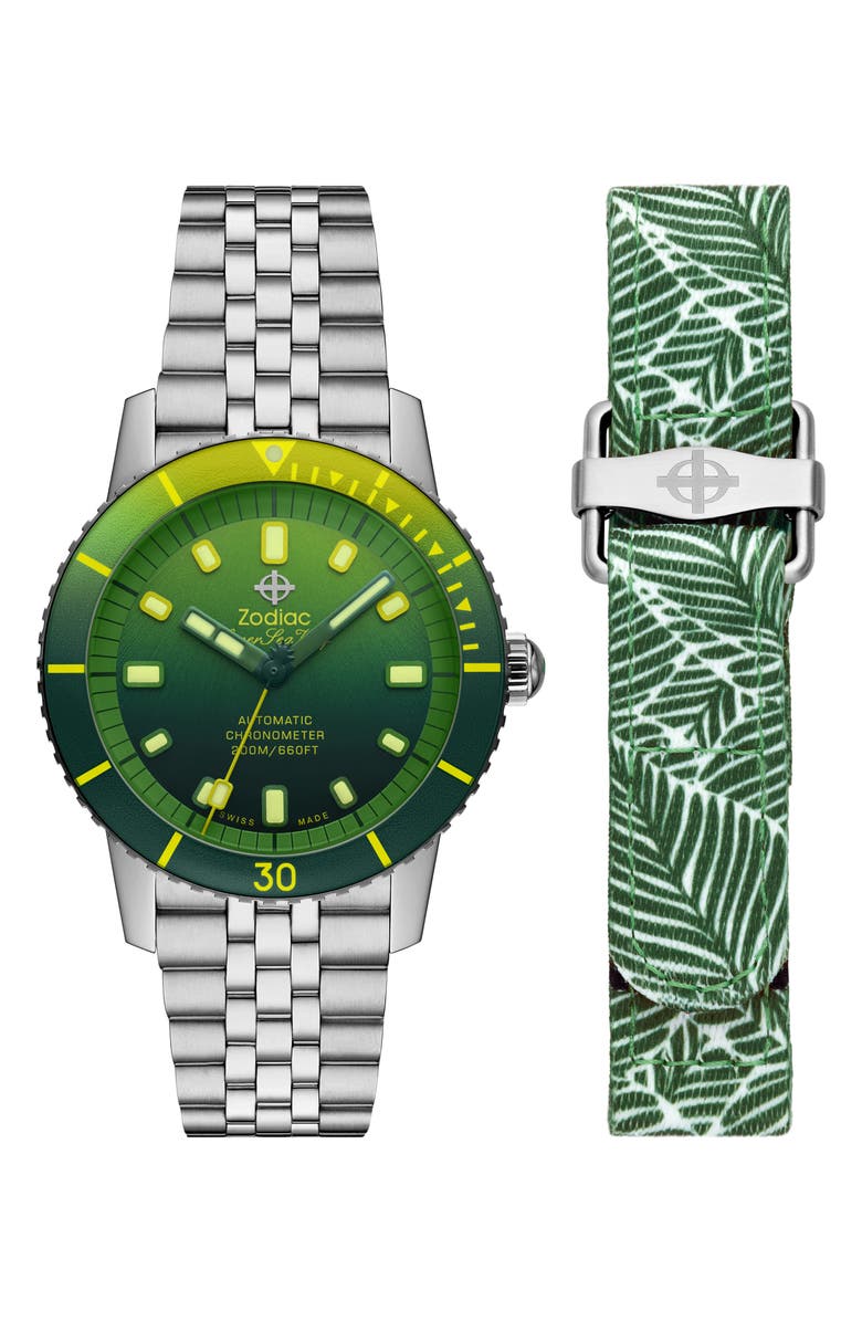 Zodiac Super Sea Wolf Bracelet Watch with Interchangeable Strap, 40mm, Main, color, 