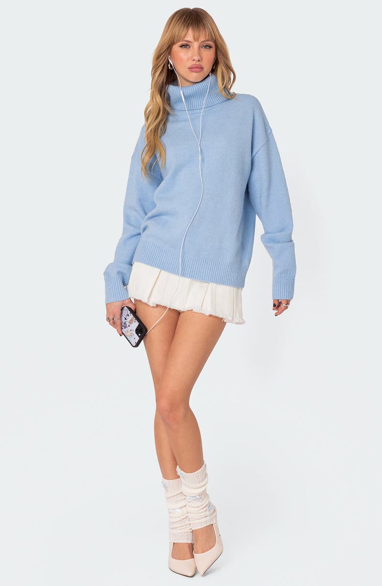 EDIKTED Isabelle Oversize Turtleneck Sweater, Alternate, color, Light-Blue