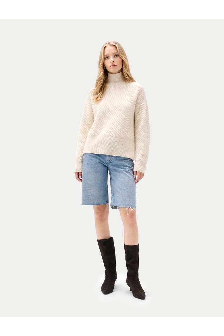 High-Neck Knitted Sweater, Alternate, color, off white