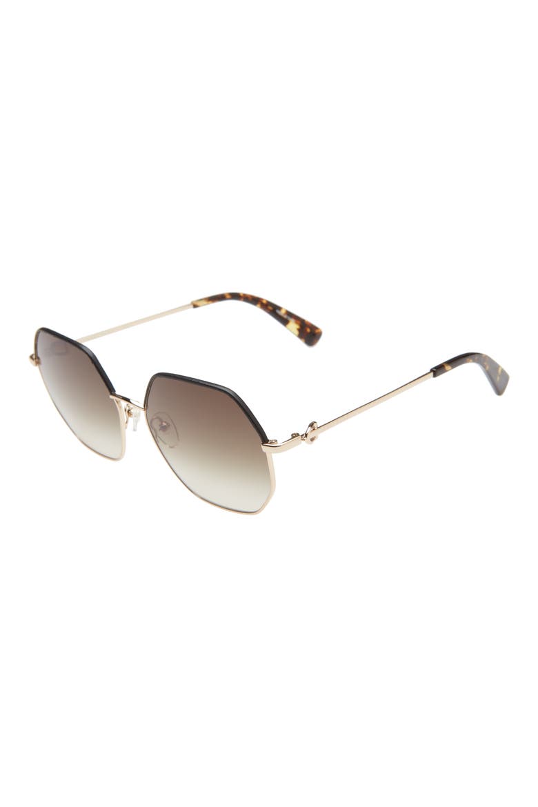 58mm Gradient Geometric Sunglasses, Alternate, color, GOLD/GREEN