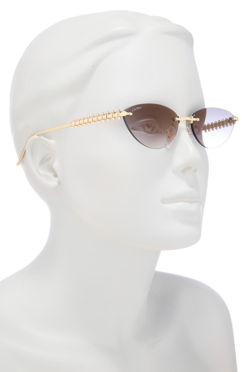 Cartier 58mm Gradient Rimless Oval Sunglasses, Alternate, color, Gold