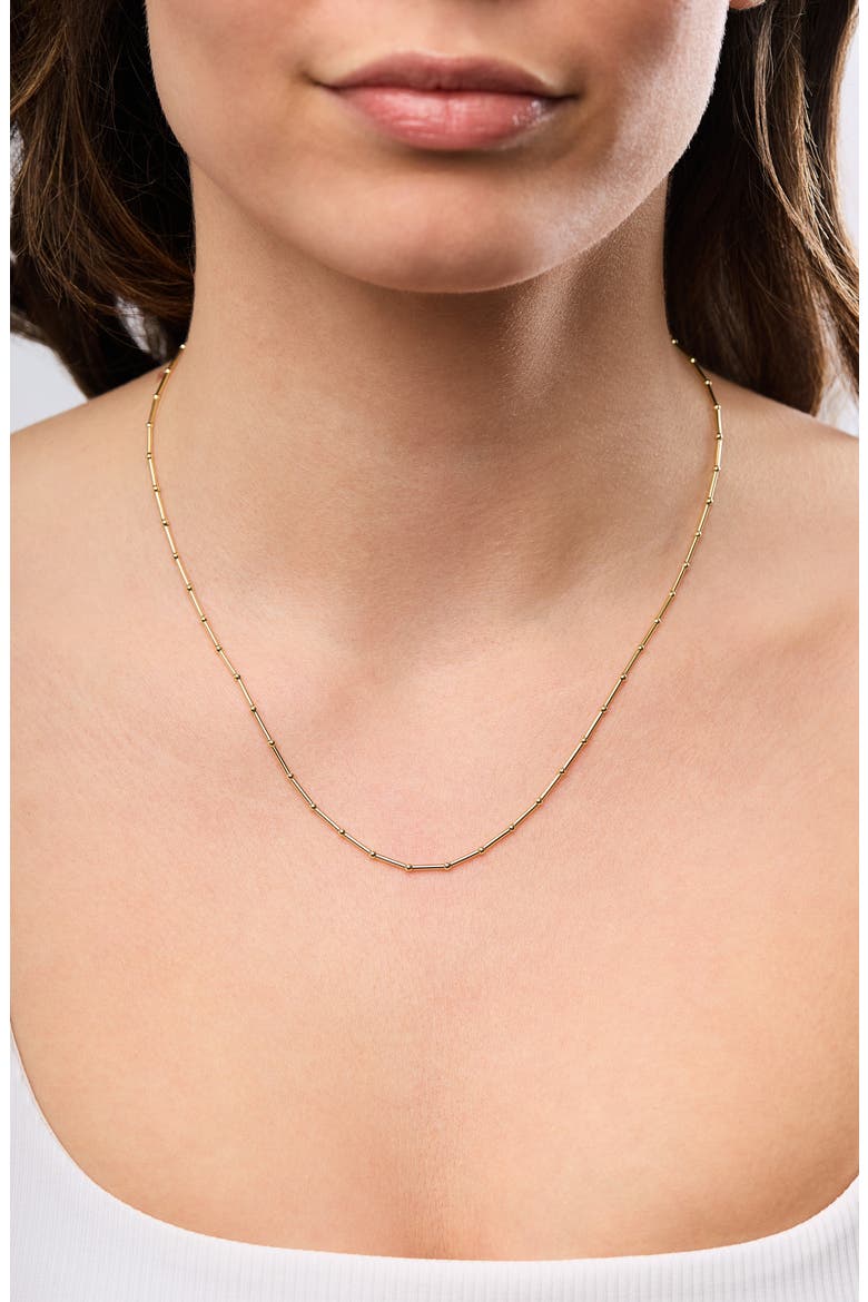 14K Gold Beaded Chain Necklace, Alternate, color, 14K YELLOW GOLD
