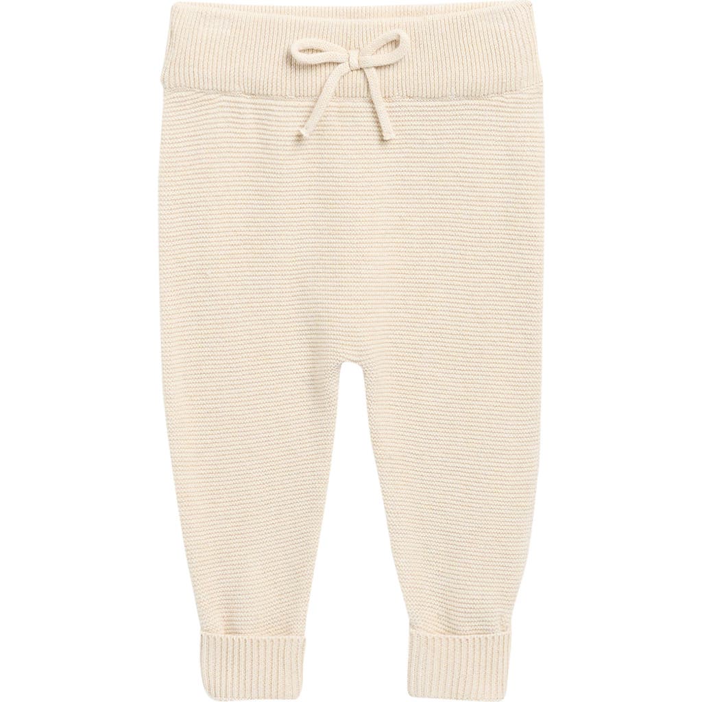 Quincy Mae Babies' Heathered Organic Cotton Knit Joggers In Brown