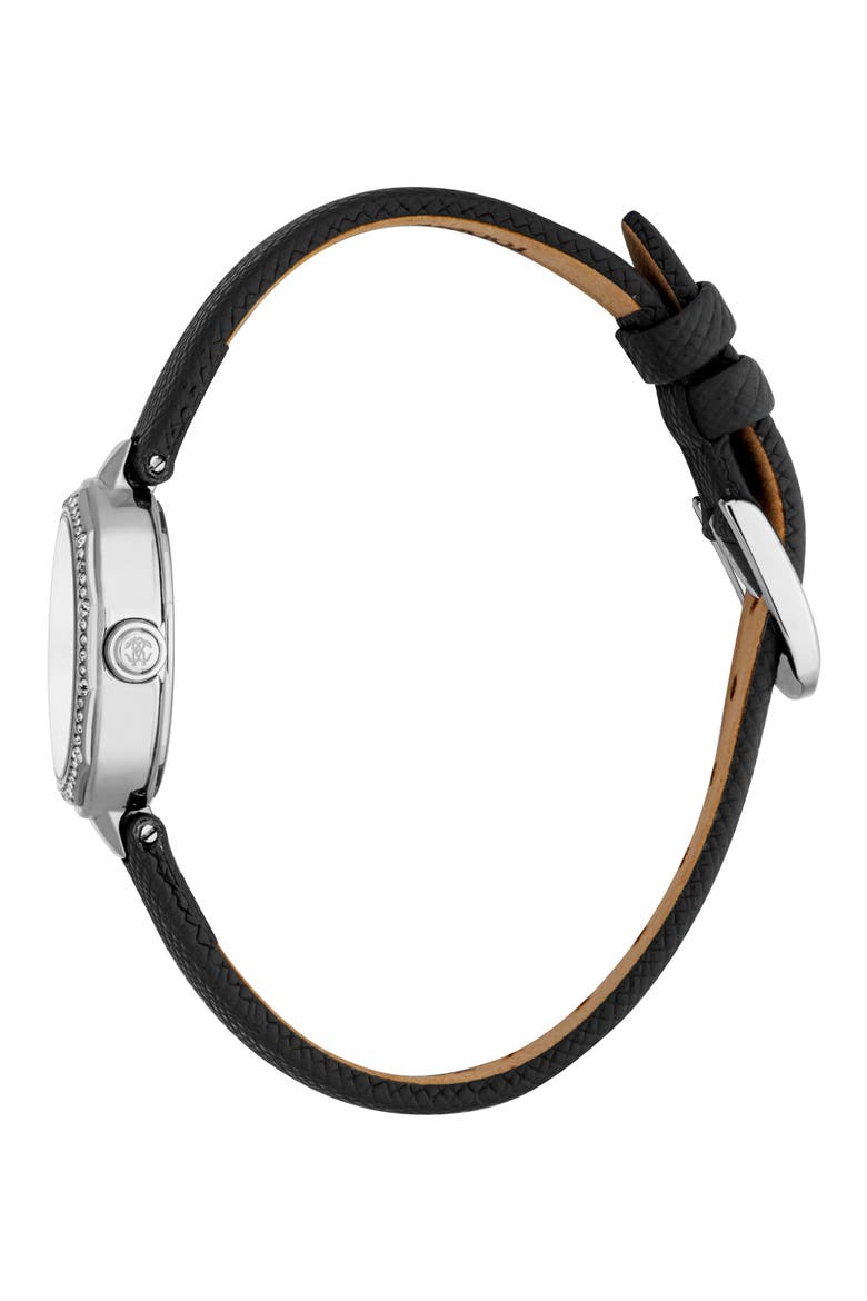 Rosana Leather Strap Watch, 26mm, Alternate, color, BLACK