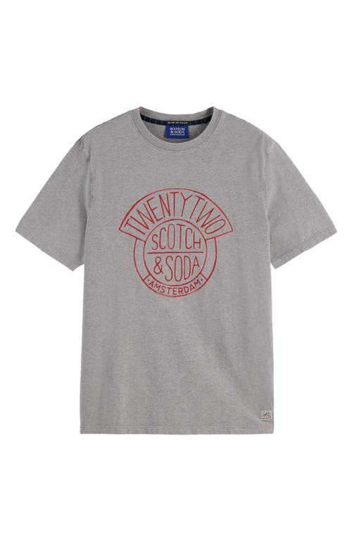 Scotch & Soda Denim Artwork Graphic T-shirt In Gray