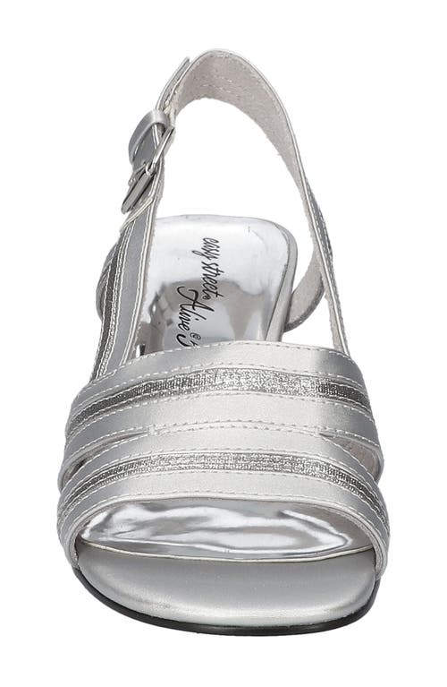 Easy Street Meghan Slingback Sandal In Silver Satin