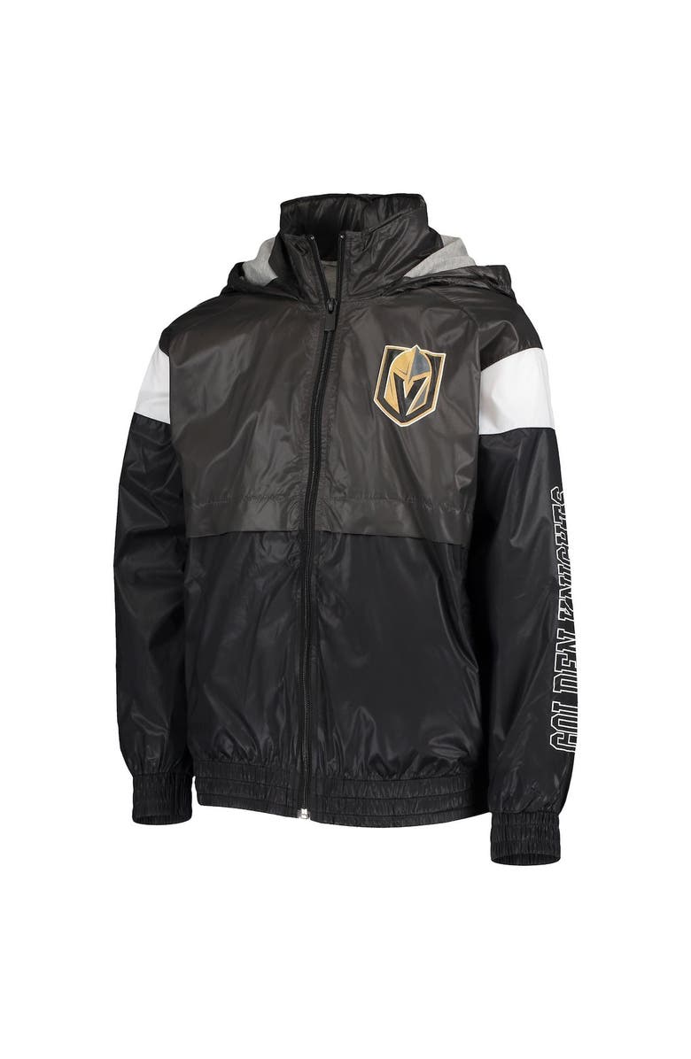 Outerstuff Youth Charcoal/Black Vegas Golden Knights Goal Line Full-Zip Hoodie Windbreaker Jacket, Alternate, color,
