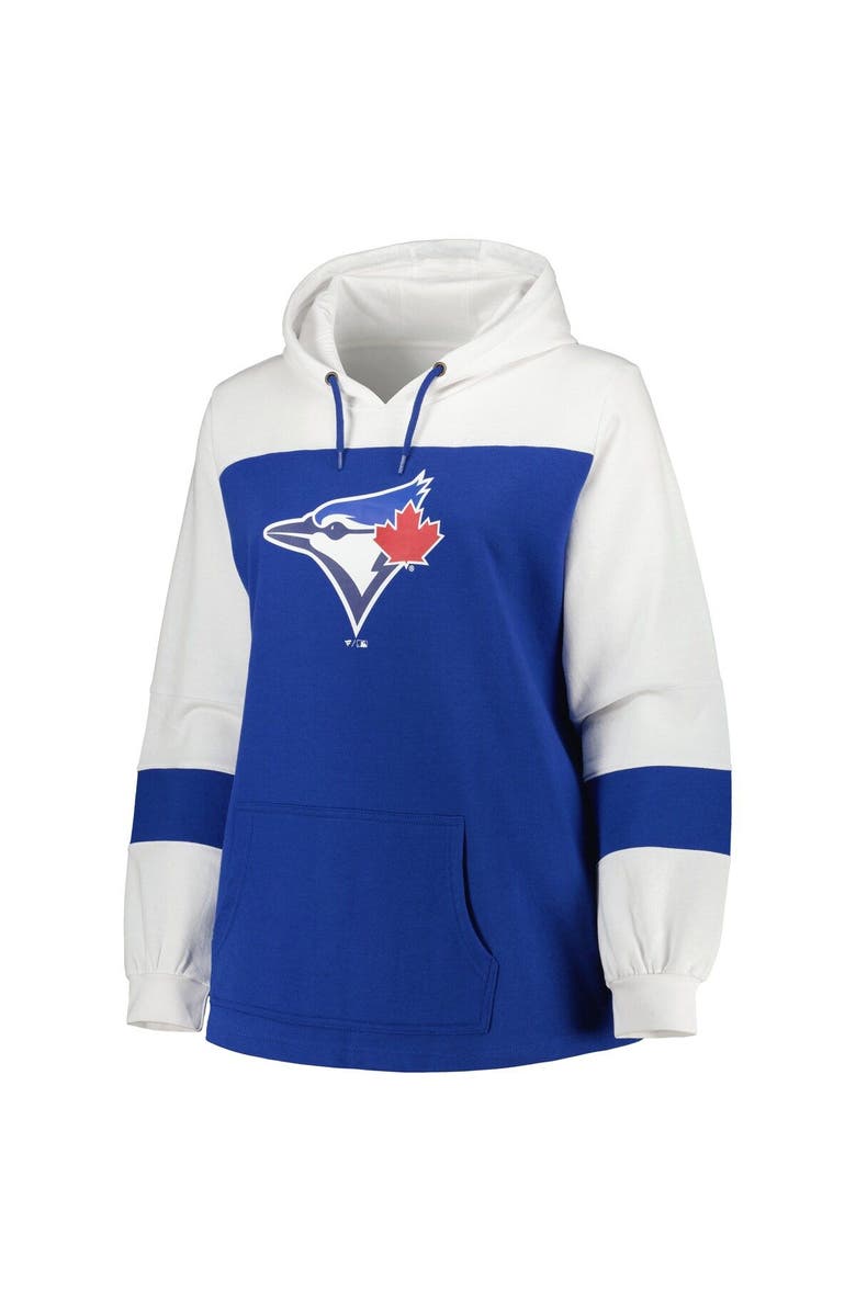 PROFILE Women's Royal Toronto Blue Jays Plus Size Colorblock Pullover Hoodie, Alternate, color, 