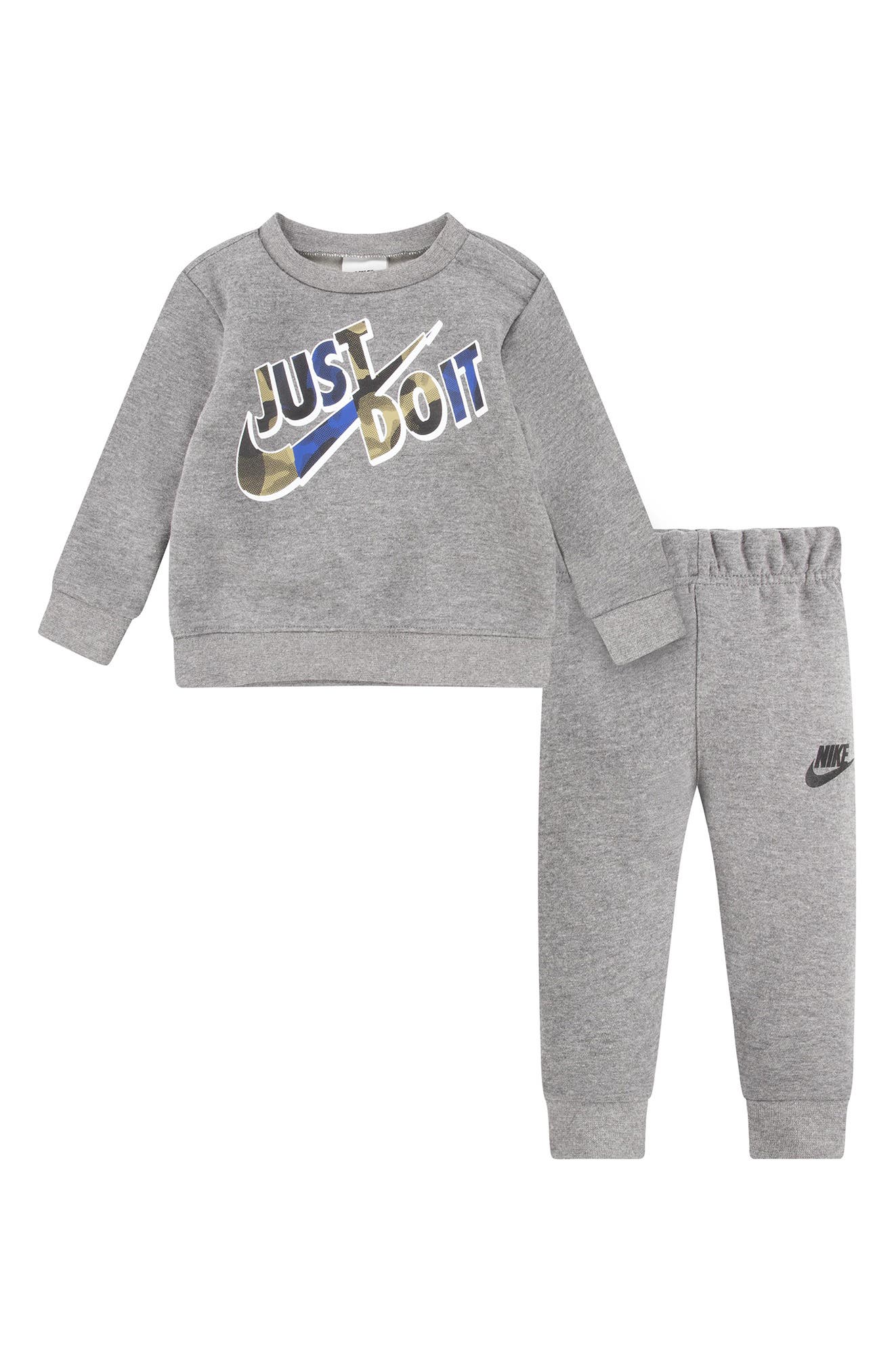 Nike Just Do It Camo Fleece Sweatshirt & Joggers Set