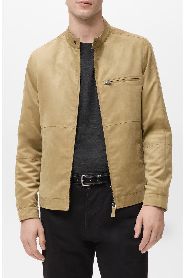 Faux Suede Biker Jacket, Main, color, BEIGE