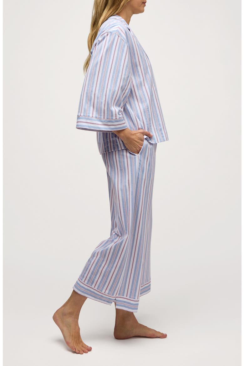 Olivia Wide Leg Pima Cotton Pajamas, Alternate, color, BLUE