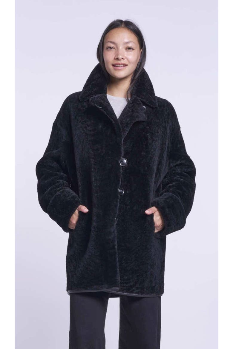 Oversized Shearling Jacket, Main, color, BLACK
