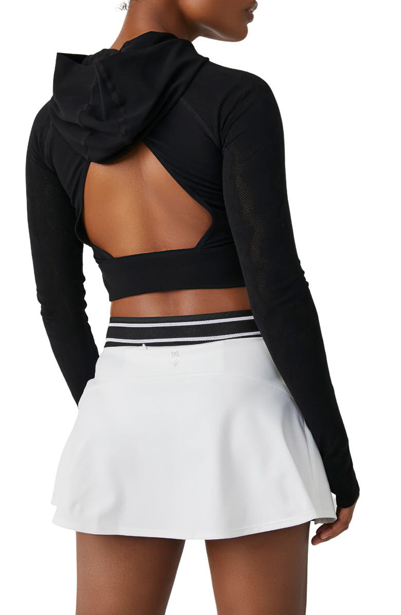 Free People Lucky Layer Cutout Back Crop Hoodie, Alternate, color, 