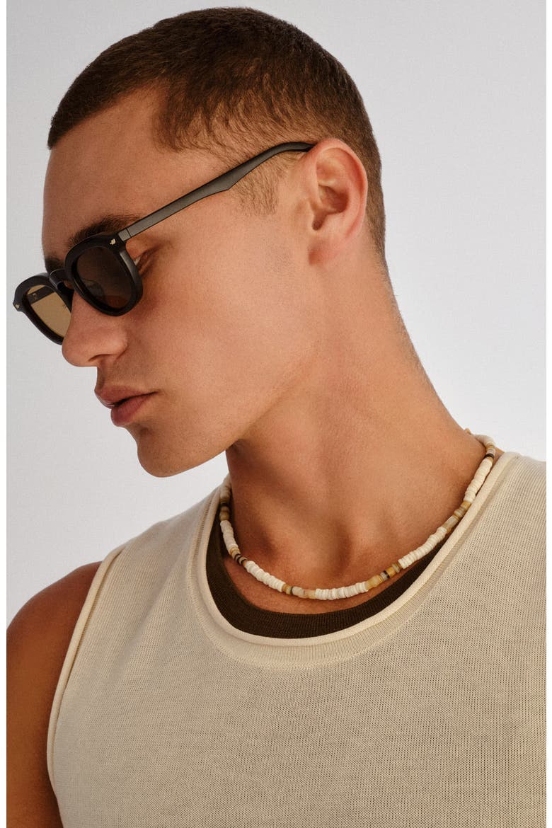 Heart Throb 50mm Round Sunglasses, Alternate, color, BLACK / LIGHT BROWN MONO