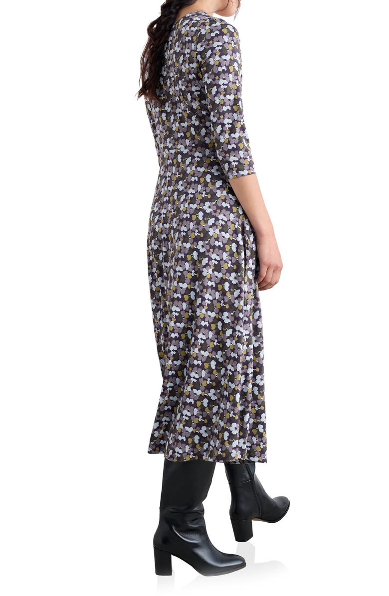 Seasalt Cornwall Veronica Print Stretch Organic Cotton Jersey Midi Dress, Alternate, color, Collaged Anemone Dark Violet
