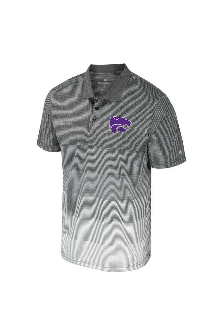 Men's Colosseum Gray Kansas State Wildcats Striped Mesh Polo, Alternate, color, Gray