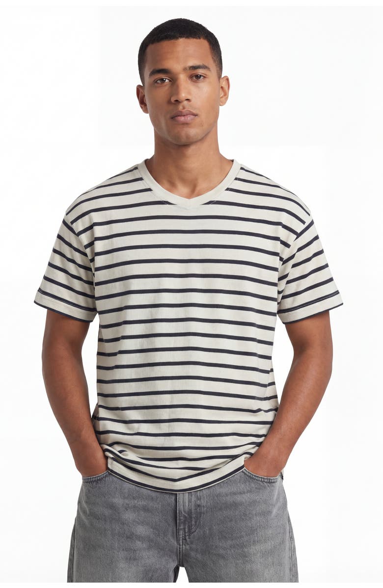 Solomon & Sage S&G Cotton Classic Stripe T-Shirt, Alternate, color, Cream/Light Black
