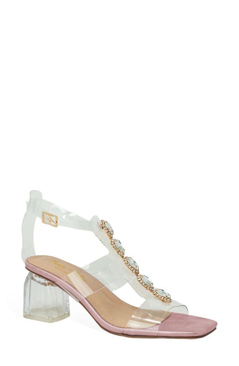 Levine Rhinestone Embellished Clear Strap Sandal (Women)