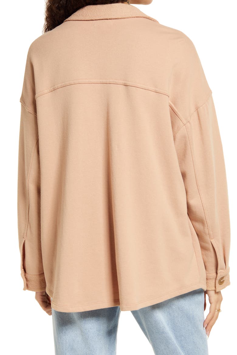 Oversize Cotton Blend Shirt Jacket, Alternate, color, TAN NOUGAT