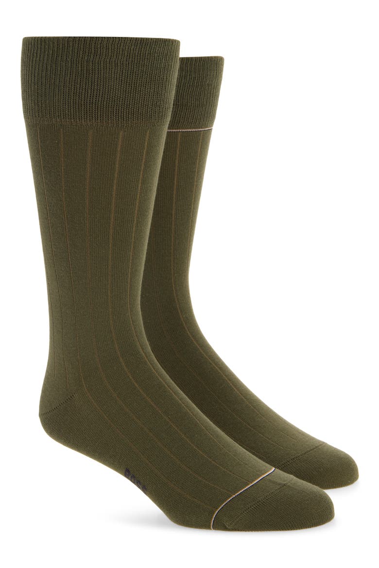 Assorted 2-Pack Cotton Blend Rib Dress Socks, Main, color, MEDIUM GREEN