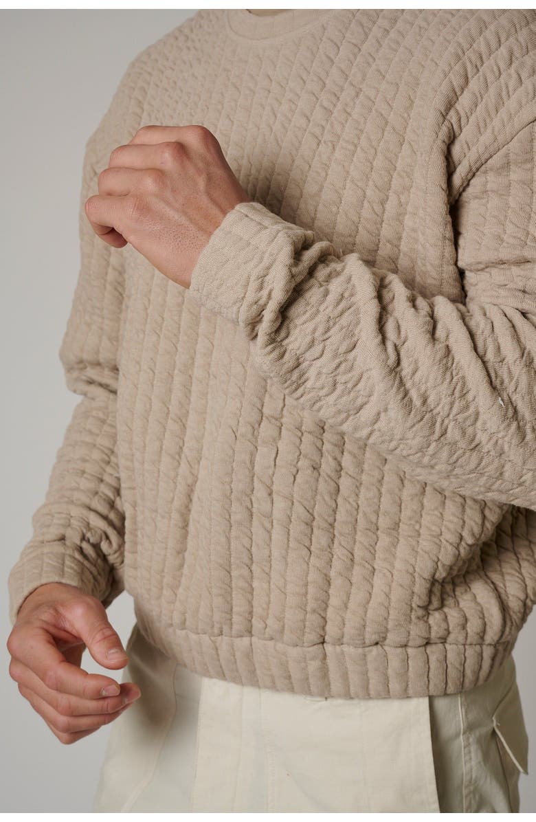 LEISURE LAB Quilt Crewneck Sweater, Alternate, color, Beige