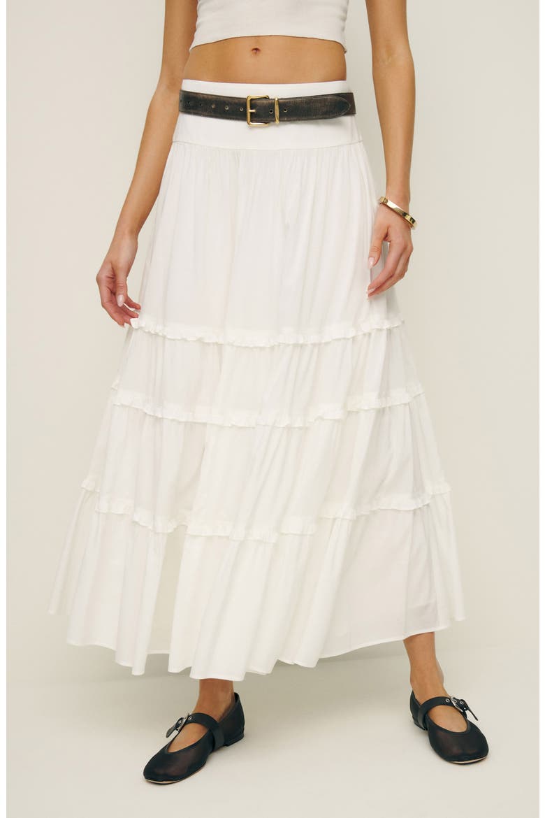 Evelina Tiered Maxi Skirt, Alternate, color, WHITE