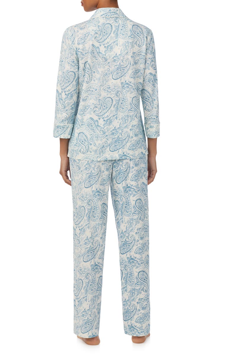 Lauren Ralph Lauren Print Cotton Blend Pajamas, Alternate, color, Blue Print