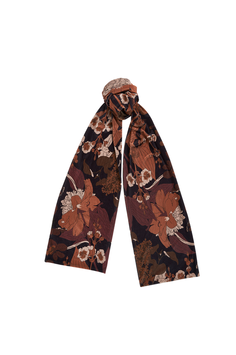 Deco Blooms Black Velvet Scarf, Main, color, Black