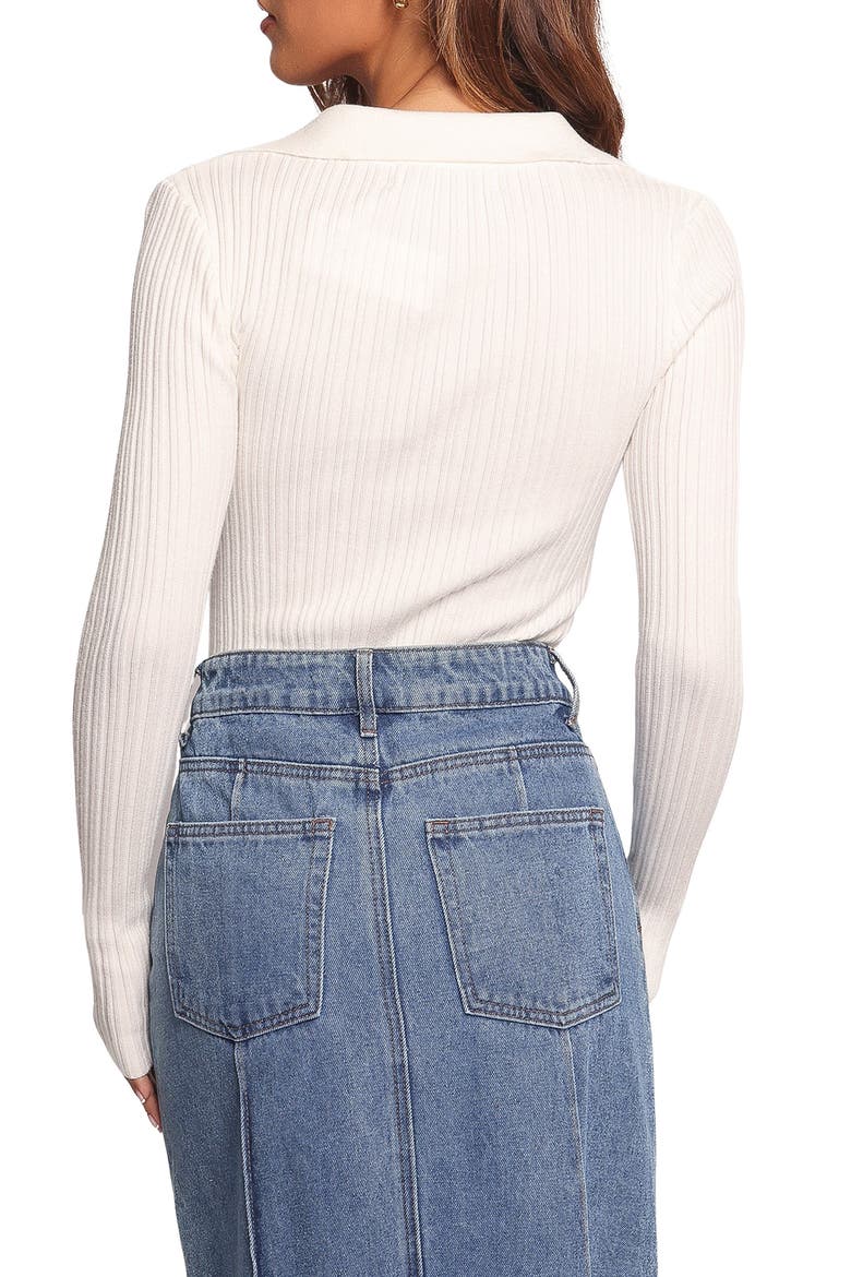 Emmerson Rib Collared Sweater, Alternate, color, WHITE