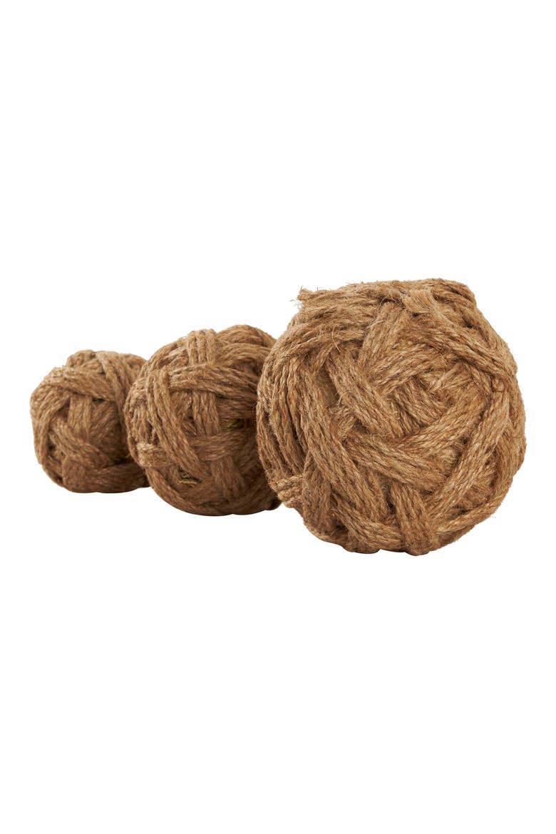 3-Piece Brown Jute Rope Decorative Orbs, Alternate, color, BROWN