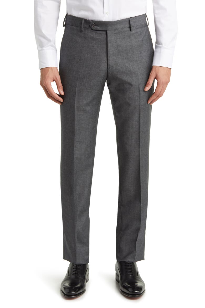 Parker Classic Wool Sharkskin Dress Pants, Main, color, MED GREY 4