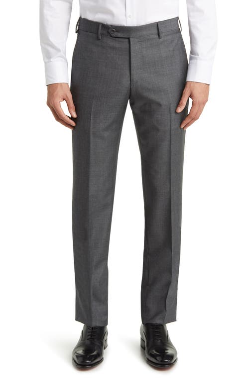 Zanella Parker Classic Wool Sharkskin Dress Pants in Med Grey 