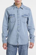 GUESS Slim Fit Denim Snap-Up Shirt