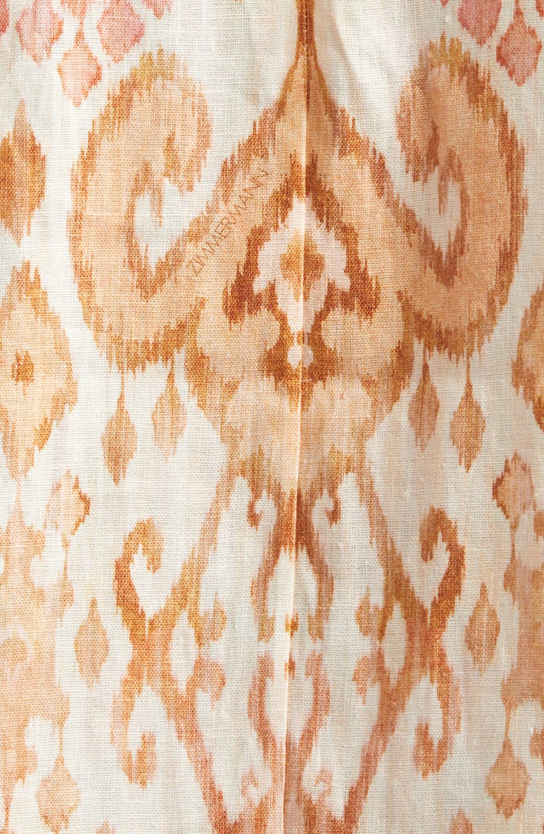 Zimmermann Aster Print Long Sleeve Linen Shift Dress, Alternate, color, Pink Ikat