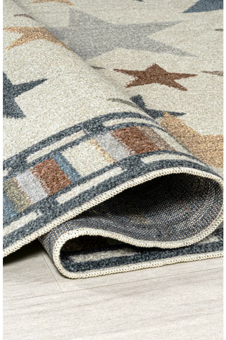 Star Gazer Geometric Machine-Washable Area Rug, Alternate, color, Ivory/Blue/Orange