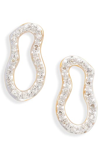 Monica Vinader Riva Diamond Stud Earrings In Gold