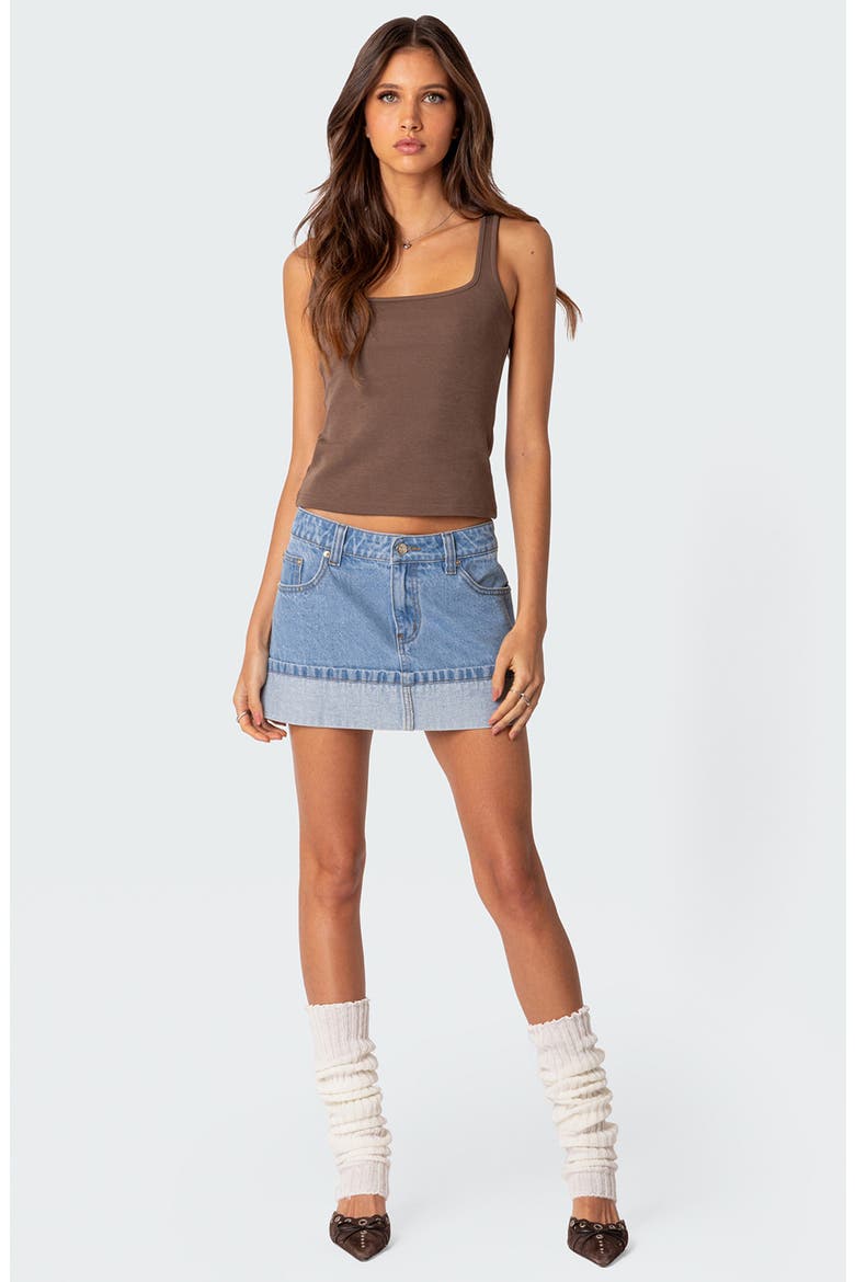 Square Neck Cotton Blend Tank Top, Alternate, color, BROWN