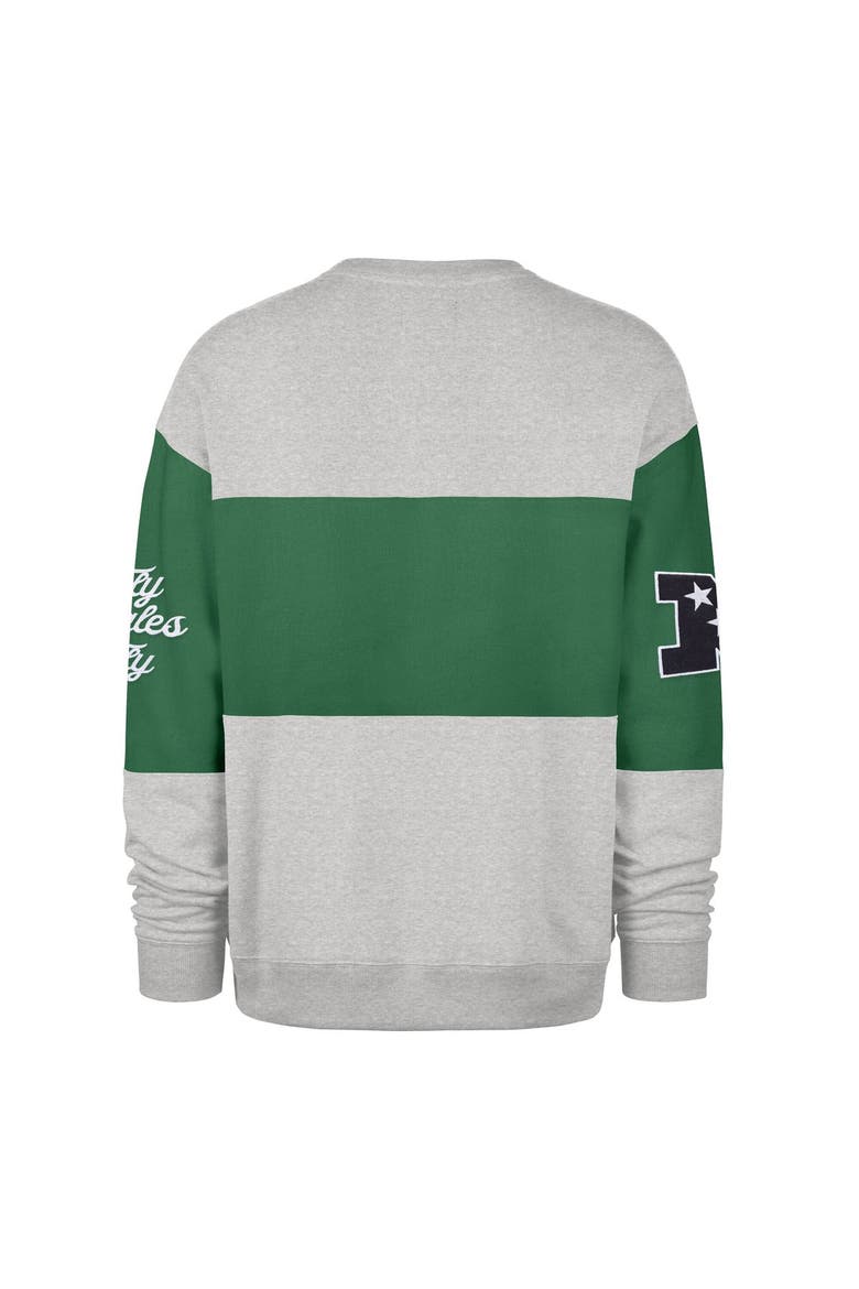 Men's '47 Kelly Green/Heather Gray Philadelphia Eagles Blockfield Maximalist Sweatshirt, Alternate, color, Kelly Green