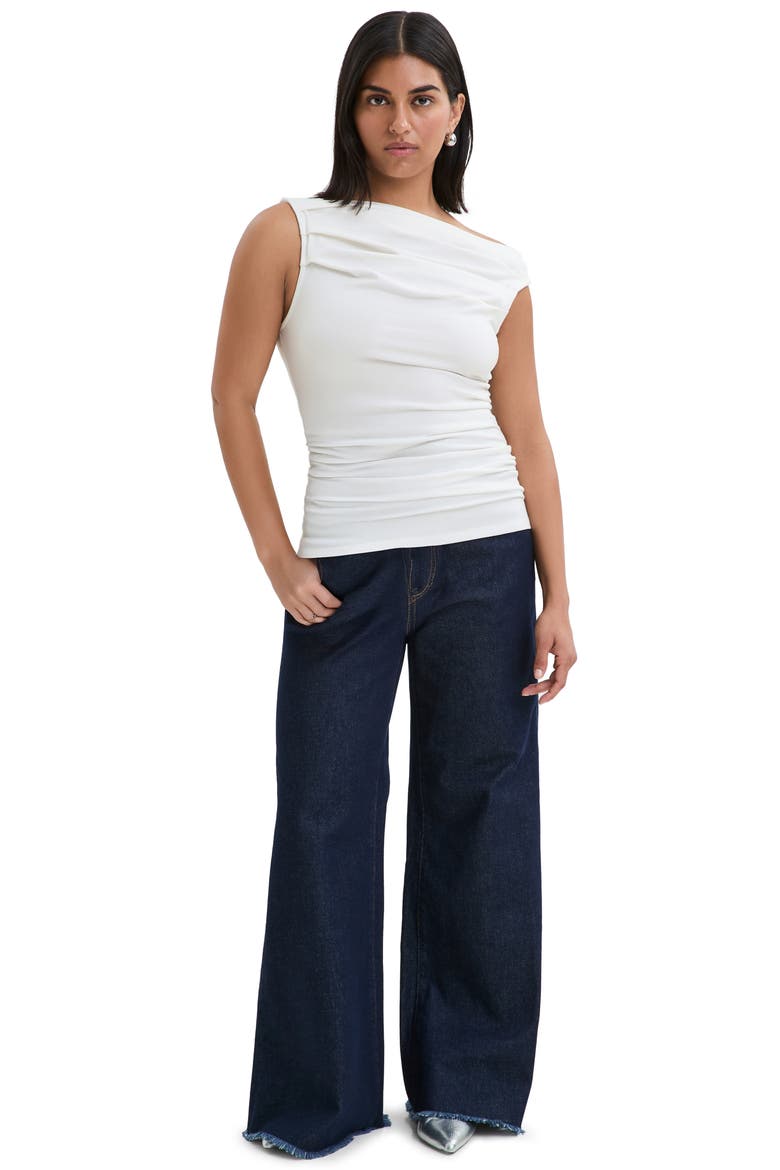 Cooper Boat Neck Ruched Tank, Alternate, color, OFF WHITE