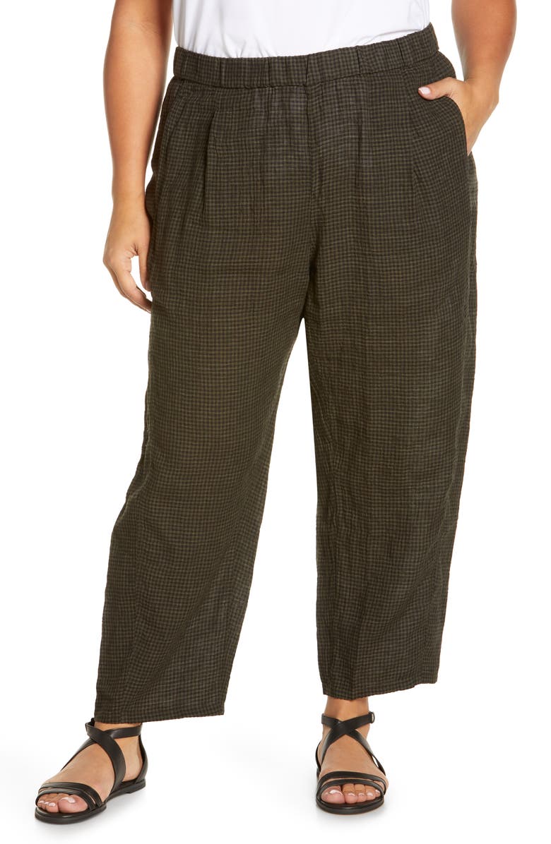 Eileen Fisher Pucker Organic Linen Crop Lantern Pants, Main, color, 