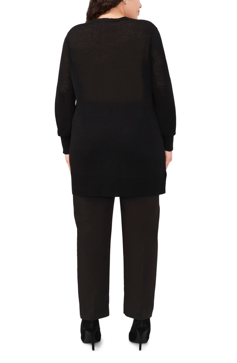 Halogen<sup>®</sup> Side Slit Linen Blend Cardigan, Alternate, color, Black