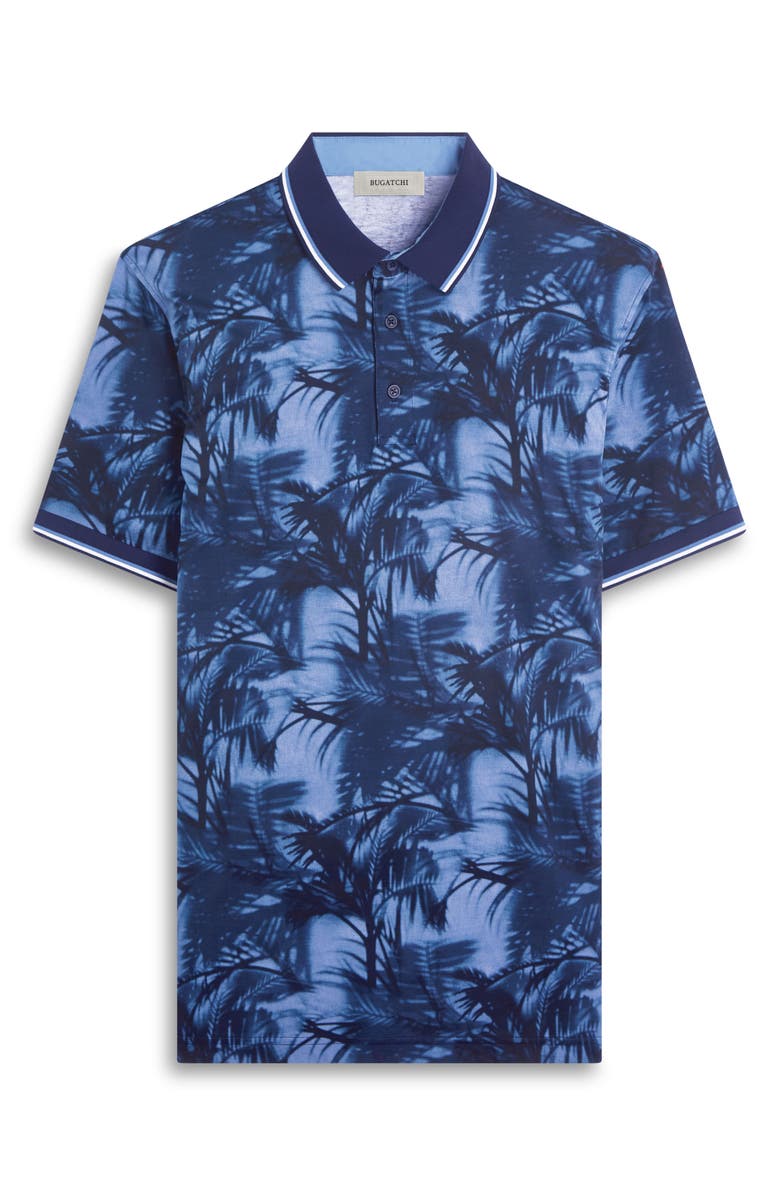 Bugatchi Tipped Palm Tree Print Pima Cotton Polo, Alternate, color, 