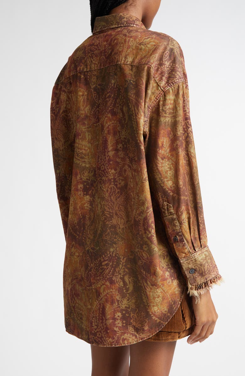 R13 Drop Neck Paisley Corduroy Button-Up Tuxedo Shirt, Alternate, color,