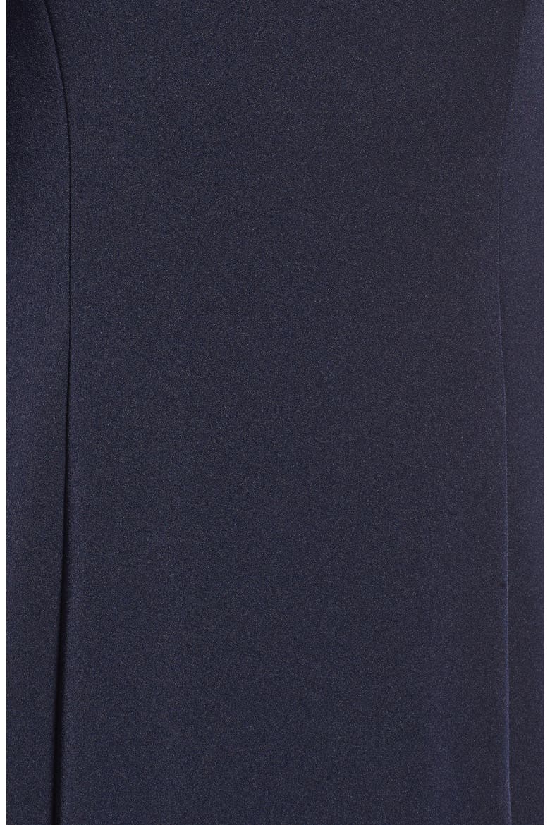 Illusion Cape Trumpet Gown, Alternate, color, NAVY