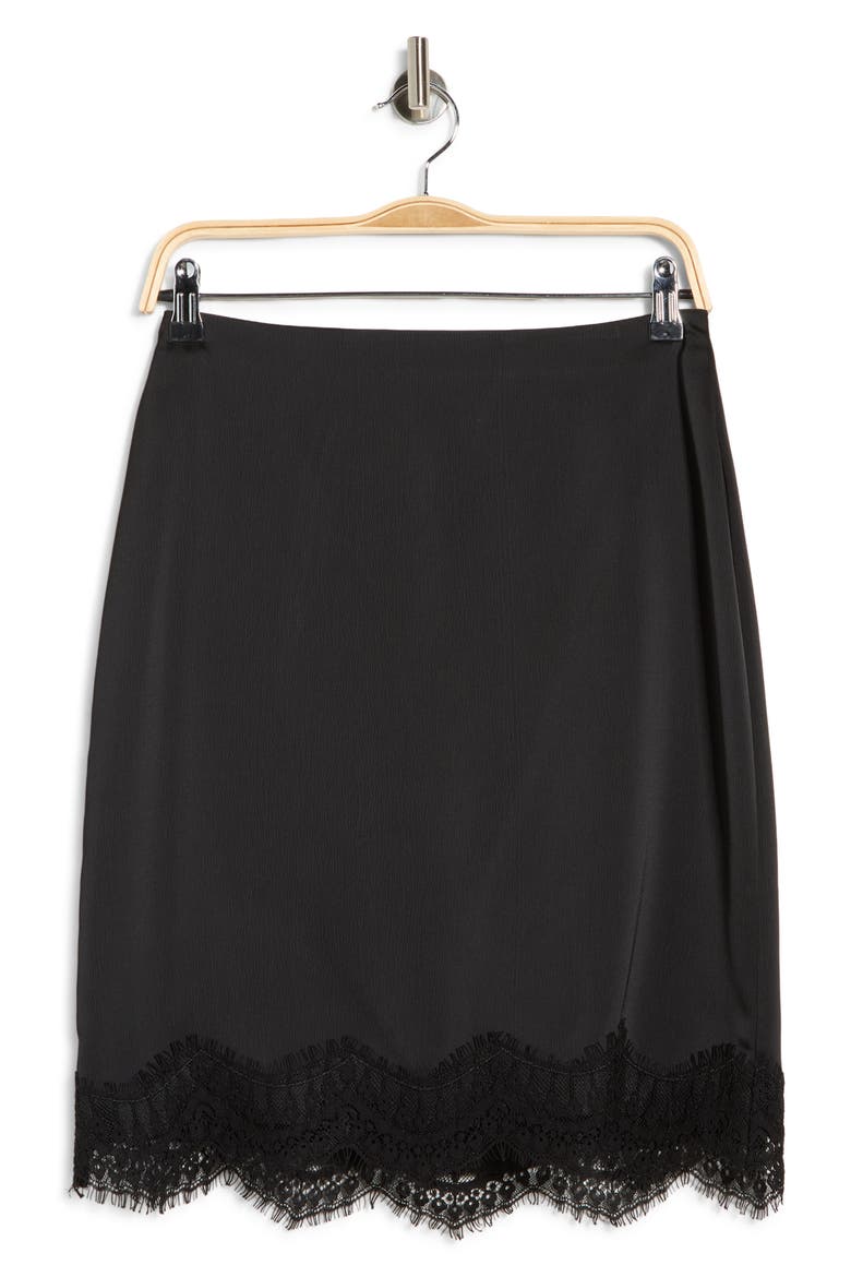 Lace Inset Midi Skirt, Alternate, color, BLACK
