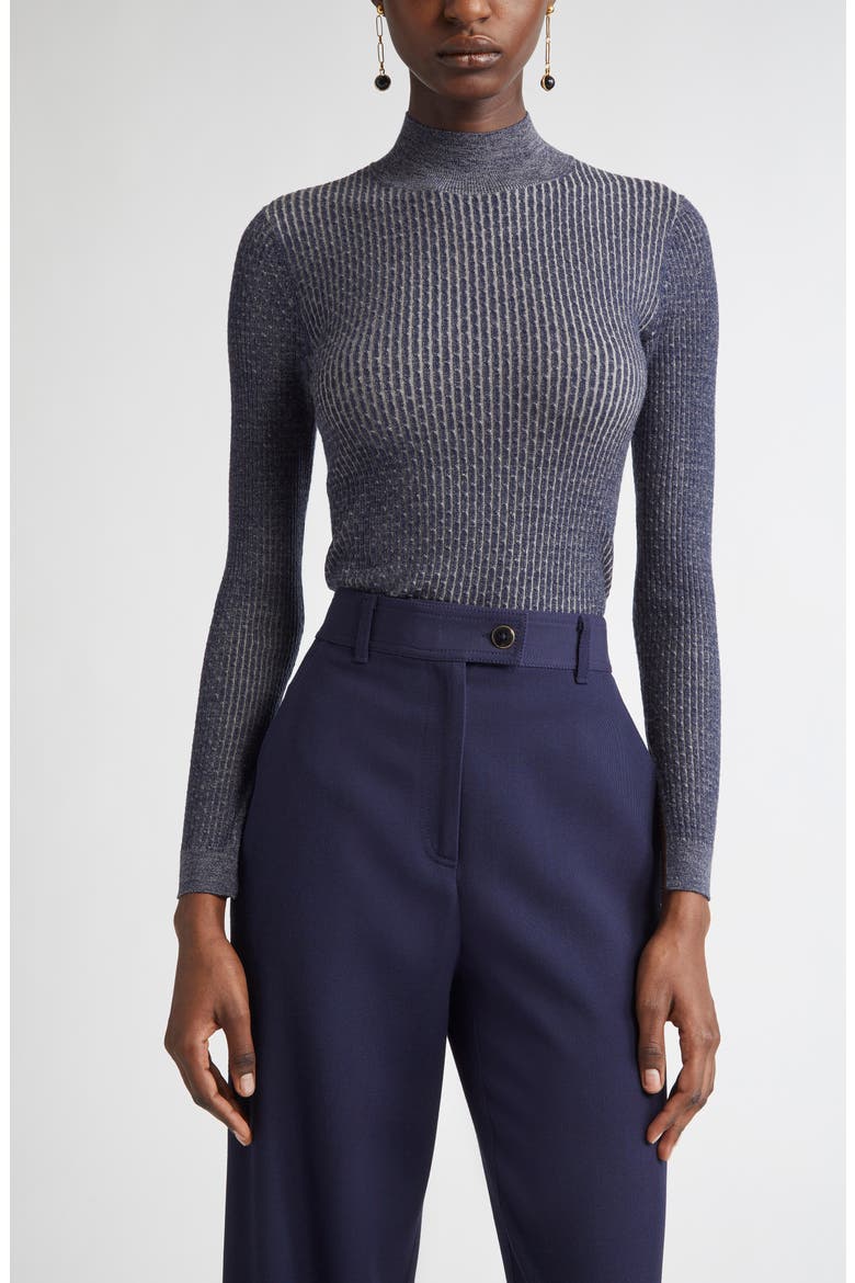 Vanis Fine Gauge Cable Stitch Sweater, Main, color, NAVY/ TAUPE
