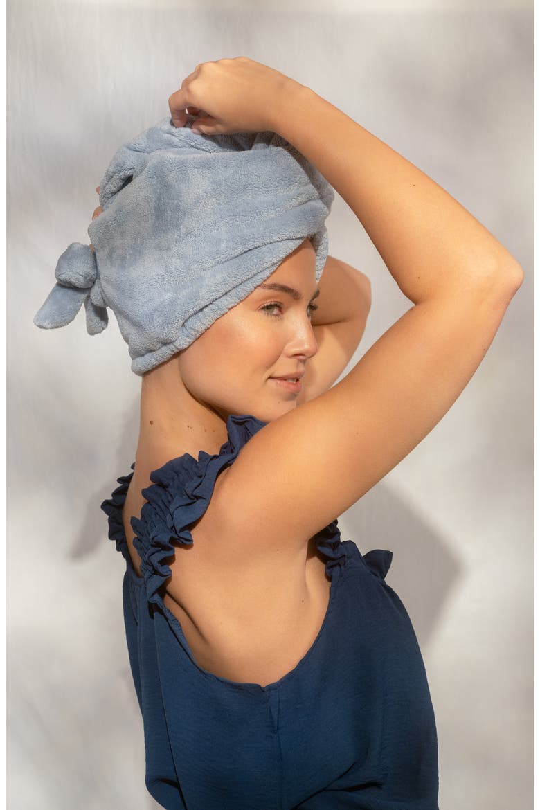 Plush Microfiber Hair Towel, Alternate, color, COASTAL BLUE
