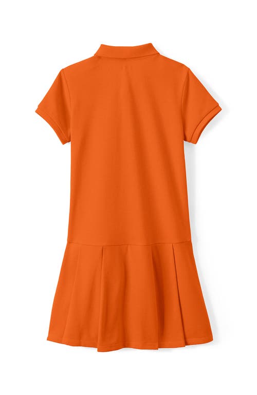 Lands' End School Uniform Girls Short Sleeve Mesh Pleated Polo Dress In Orange