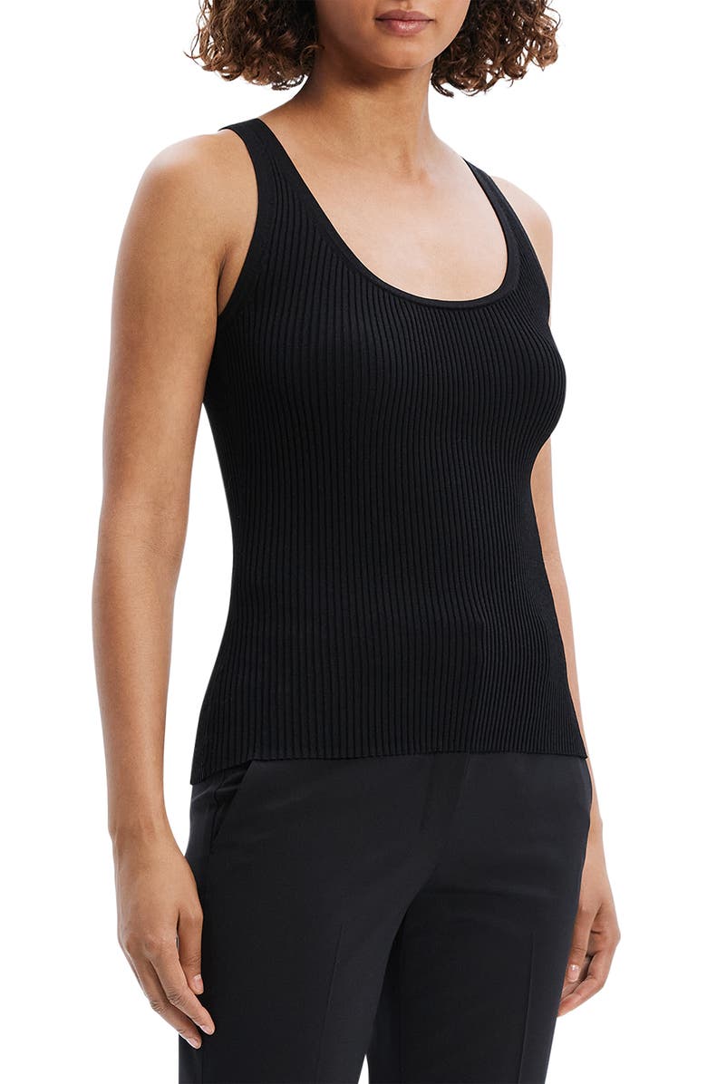 Theory Compact Rib Tank, Alternate, color, Black